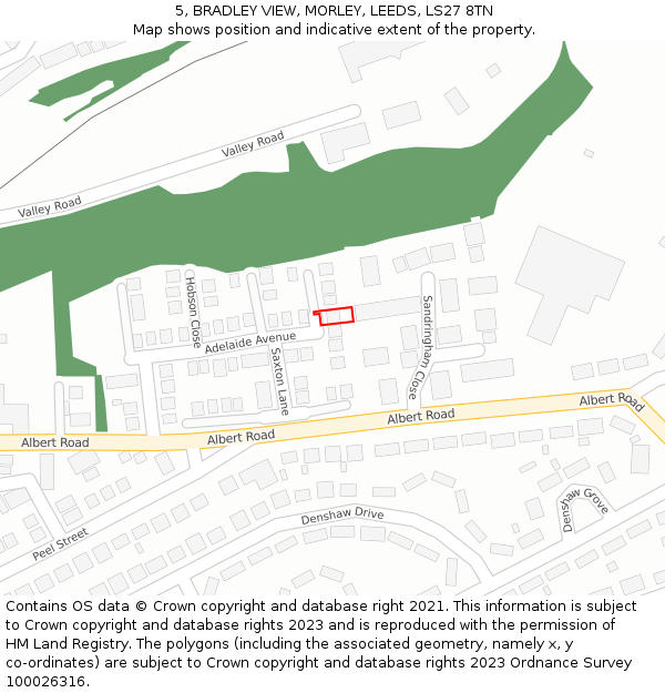 5, BRADLEY VIEW, MORLEY, LEEDS, LS27 8TN: Location map and indicative extent of plot