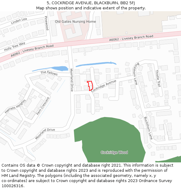 5, COCKRIDGE AVENUE, BLACKBURN, BB2 5FJ: Location map and indicative extent of plot