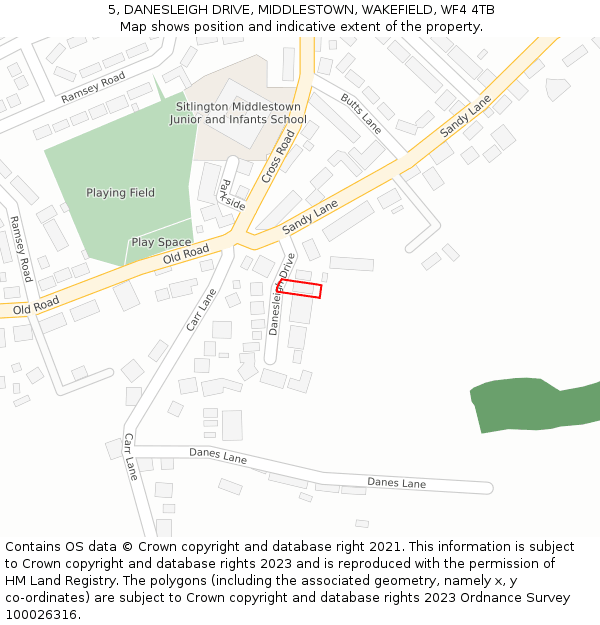 5, DANESLEIGH DRIVE, MIDDLESTOWN, WAKEFIELD, WF4 4TB: Location map and indicative extent of plot