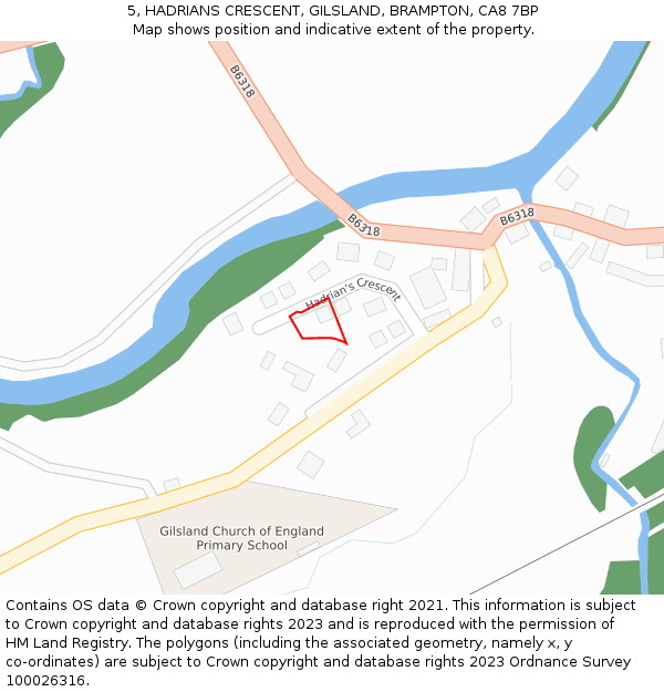 5, HADRIANS CRESCENT, GILSLAND, BRAMPTON, CA8 7BP: Location map and indicative extent of plot