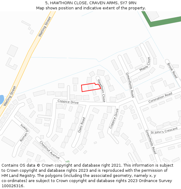 5, HAWTHORN CLOSE, CRAVEN ARMS, SY7 9RN: Location map and indicative extent of plot