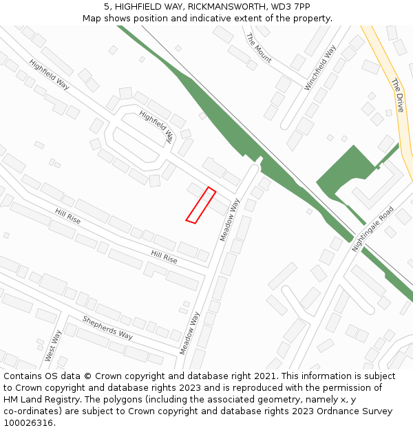 5, HIGHFIELD WAY, RICKMANSWORTH, WD3 7PP: Location map and indicative extent of plot