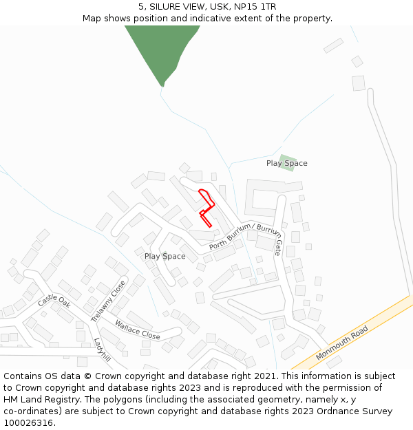 5, SILURE VIEW, USK, NP15 1TR: Location map and indicative extent of plot