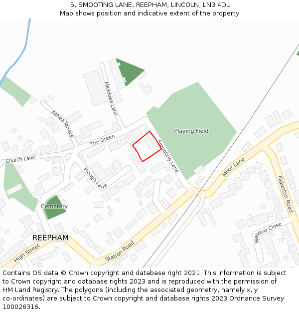 5, SMOOTING LANE, REEPHAM, LINCOLN, LN3 4DL: Location map and indicative extent of plot