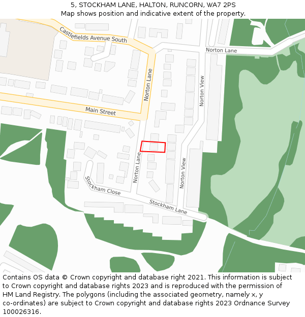 5, STOCKHAM LANE, HALTON, RUNCORN, WA7 2PS: Location map and indicative extent of plot