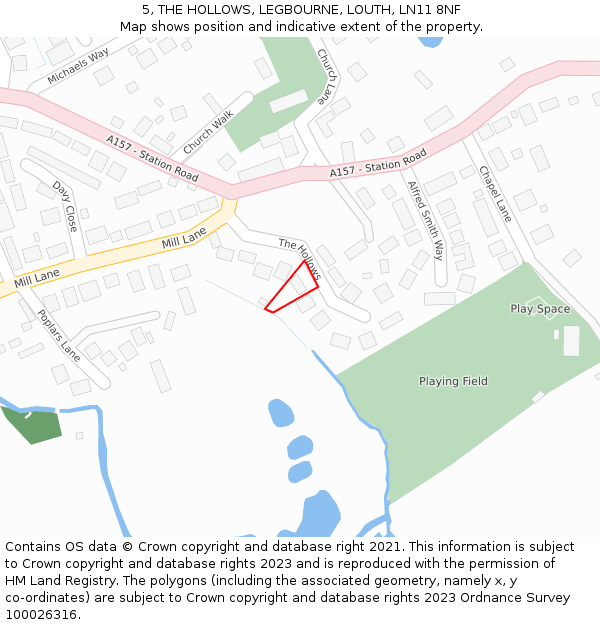 5, THE HOLLOWS, LEGBOURNE, LOUTH, LN11 8NF: Location map and indicative extent of plot