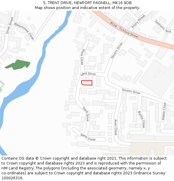 5, TRENT DRIVE, NEWPORT PAGNELL, MK16 9DB: Location map and indicative extent of plot