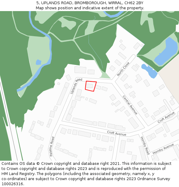 5, UPLANDS ROAD, BROMBOROUGH, WIRRAL, CH62 2BY: Location map and indicative extent of plot