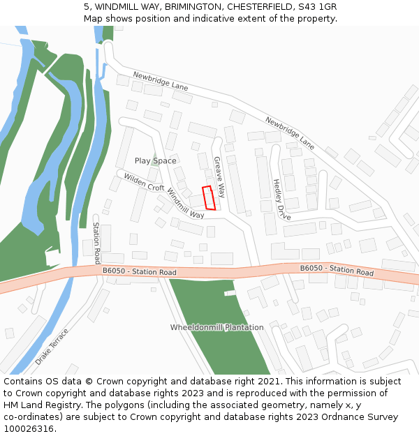 5, WINDMILL WAY, BRIMINGTON, CHESTERFIELD, S43 1GR: Location map and indicative extent of plot