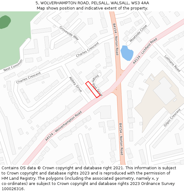 5, WOLVERHAMPTON ROAD, PELSALL, WALSALL, WS3 4AA: Location map and indicative extent of plot