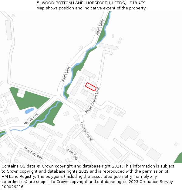 5, WOOD BOTTOM LANE, HORSFORTH, LEEDS, LS18 4TS: Location map and indicative extent of plot