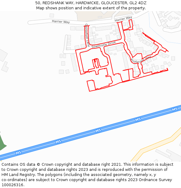 50, REDSHANK WAY, HARDWICKE, GLOUCESTER, GL2 4DZ: Location map and indicative extent of plot