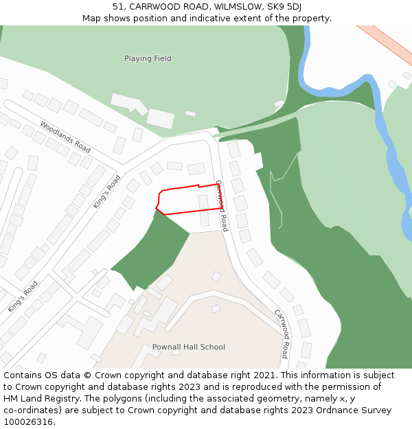 51, CARRWOOD ROAD, WILMSLOW, SK9 5DJ: Location map and indicative extent of plot