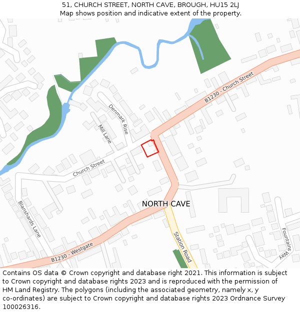 51, CHURCH STREET, NORTH CAVE, BROUGH, HU15 2LJ: Location map and indicative extent of plot