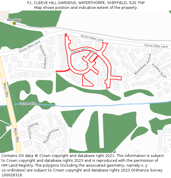 51, CLEEVE HILL GARDENS, WATERTHORPE, SHEFFIELD, S20 7NP: Location map and indicative extent of plot