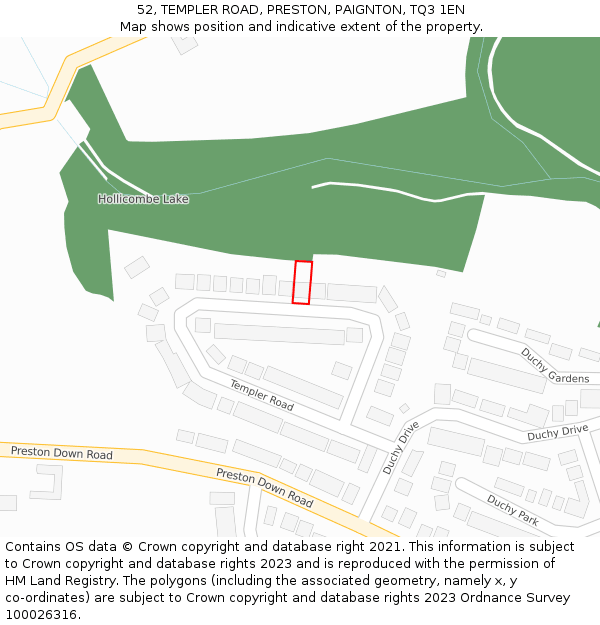 52, TEMPLER ROAD, PRESTON, PAIGNTON, TQ3 1EN: Location map and indicative extent of plot