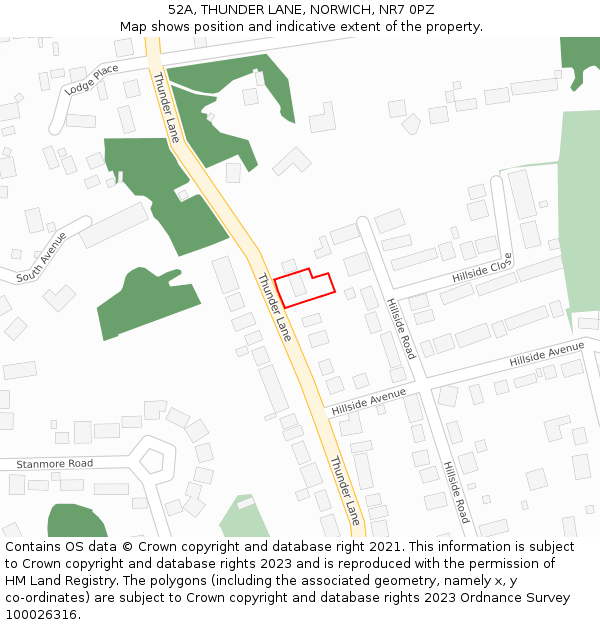 52A, THUNDER LANE, NORWICH, NR7 0PZ: Location map and indicative extent of plot