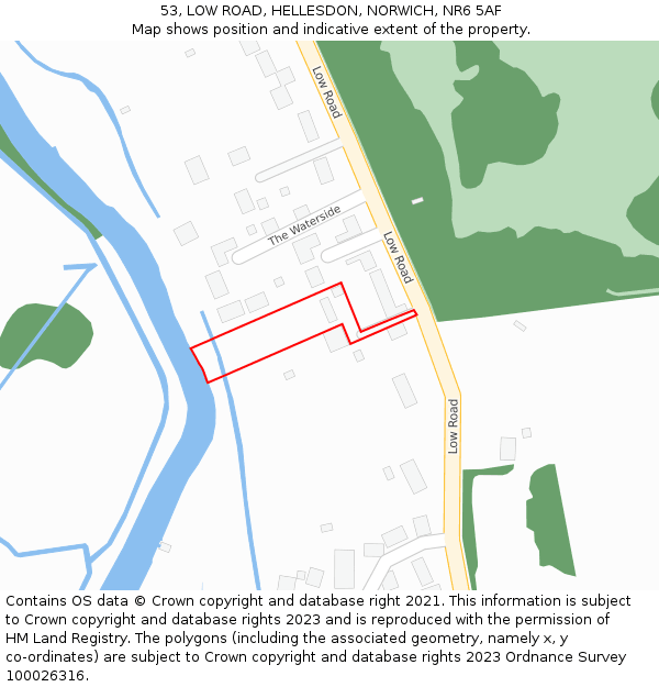 53, LOW ROAD, HELLESDON, NORWICH, NR6 5AF: Location map and indicative extent of plot