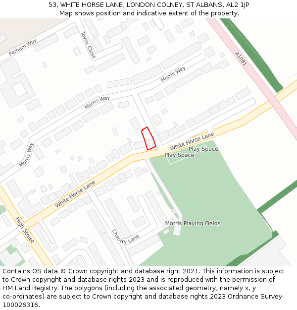 53, WHITE HORSE LANE, LONDON COLNEY, ST ALBANS, AL2 1JP: Location map and indicative extent of plot