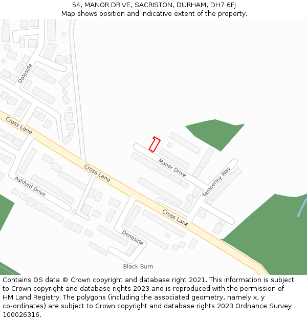 54, MANOR DRIVE, SACRISTON, DURHAM, DH7 6FJ: Location map and indicative extent of plot