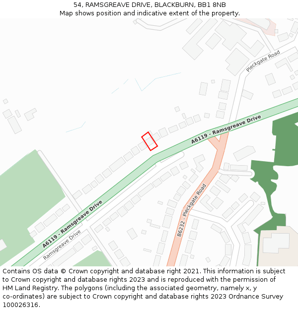 54, RAMSGREAVE DRIVE, BLACKBURN, BB1 8NB: Location map and indicative extent of plot