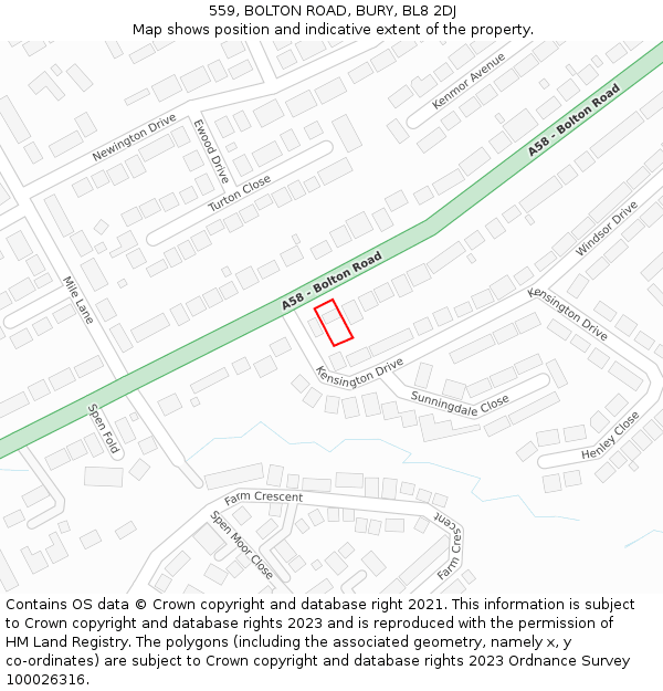 559, BOLTON ROAD, BURY, BL8 2DJ: Location map and indicative extent of plot