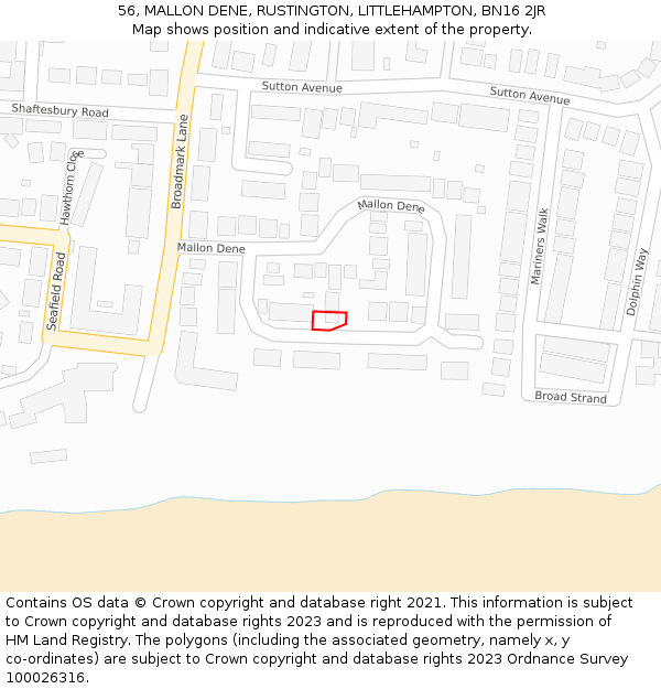 56, MALLON DENE, RUSTINGTON, LITTLEHAMPTON, BN16 2JR: Location map and indicative extent of plot