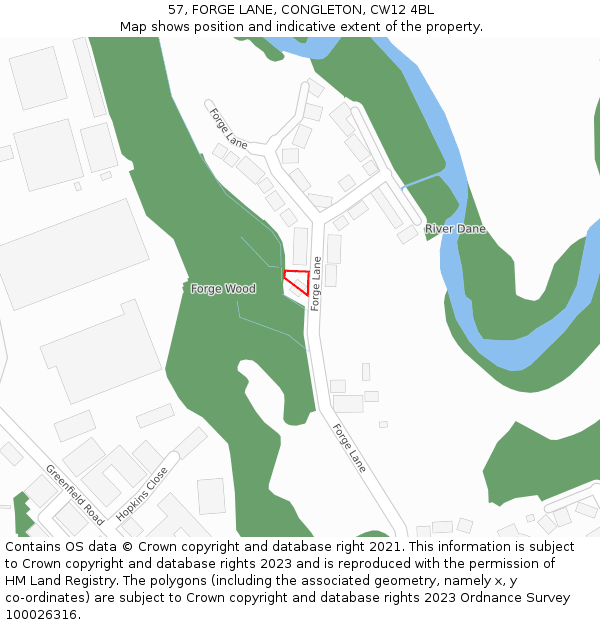 57, FORGE LANE, CONGLETON, CW12 4BL: Location map and indicative extent of plot