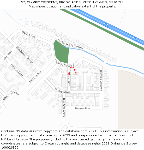 57, OLYMPIC CRESCENT, BROOKLANDS, MILTON KEYNES, MK10 7LE: Location map and indicative extent of plot