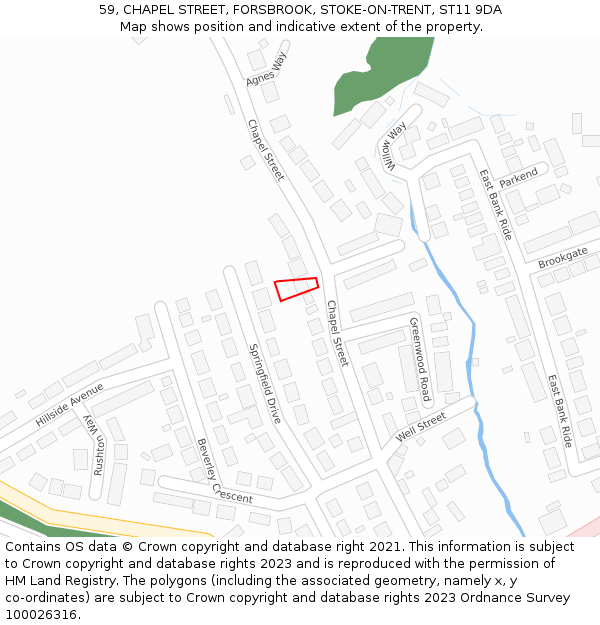 59, CHAPEL STREET, FORSBROOK, STOKE-ON-TRENT, ST11 9DA: Location map and indicative extent of plot