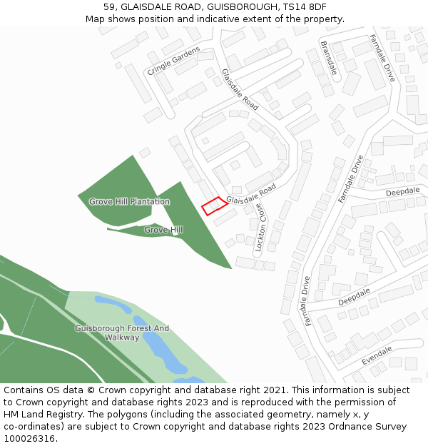 59, GLAISDALE ROAD, GUISBOROUGH, TS14 8DF: Location map and indicative extent of plot