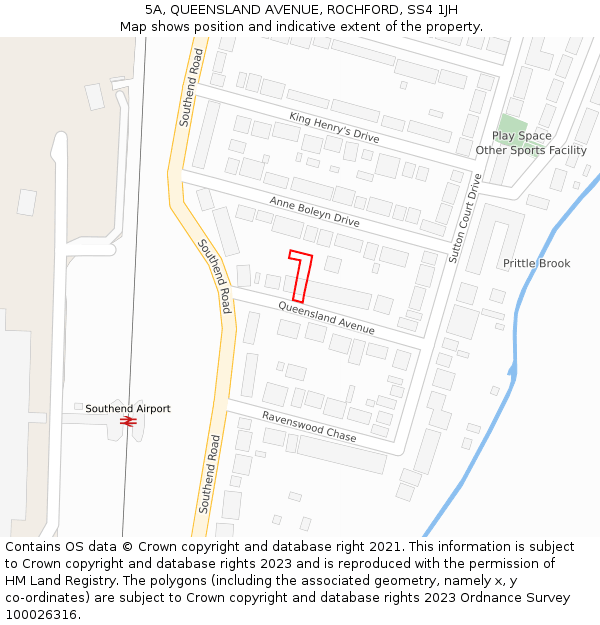 5A, QUEENSLAND AVENUE, ROCHFORD, SS4 1JH: Location map and indicative extent of plot