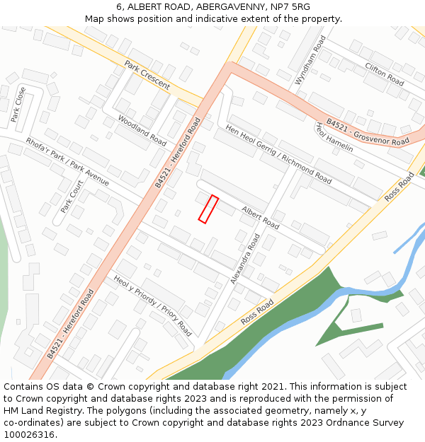 6, ALBERT ROAD, ABERGAVENNY, NP7 5RG: Location map and indicative extent of plot