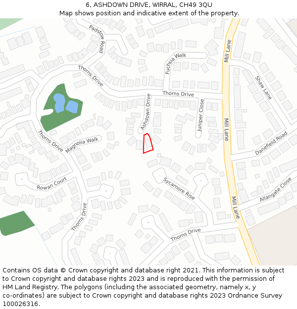 6, ASHDOWN DRIVE, WIRRAL, CH49 3QU: Location map and indicative extent of plot