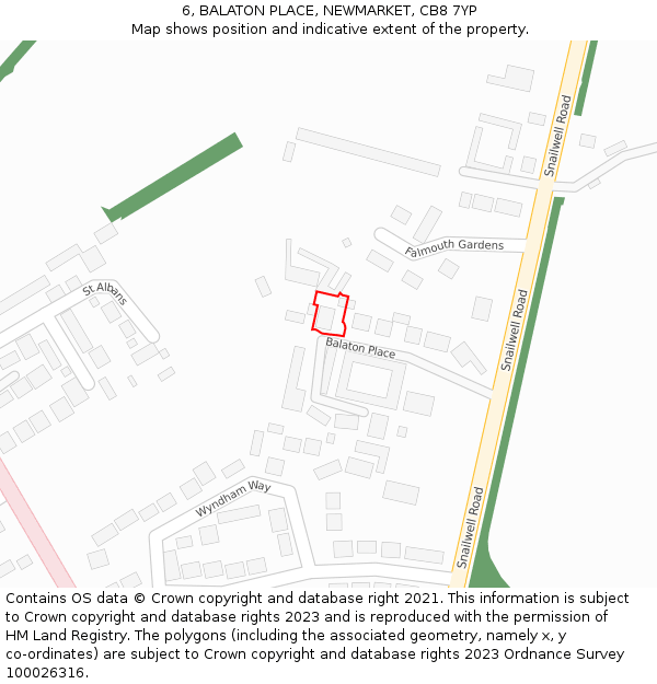 6, BALATON PLACE, NEWMARKET, CB8 7YP: Location map and indicative extent of plot