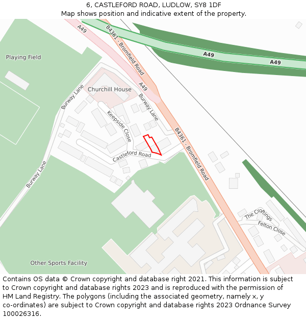 6, CASTLEFORD ROAD, LUDLOW, SY8 1DF: Location map and indicative extent of plot