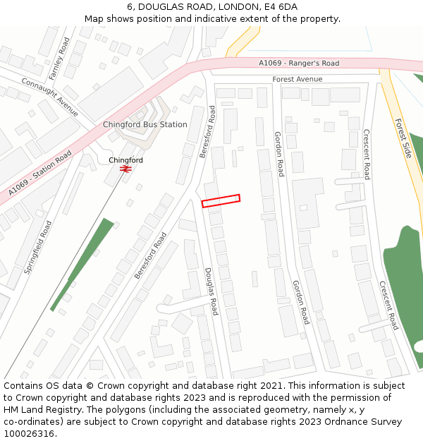 6, DOUGLAS ROAD, LONDON, E4 6DA: Location map and indicative extent of plot