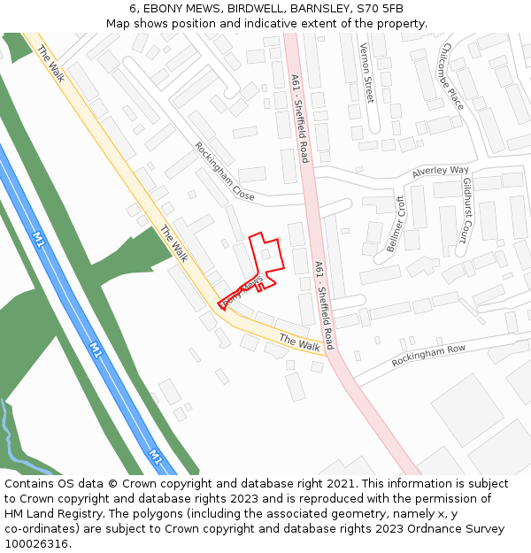 6, EBONY MEWS, BIRDWELL, BARNSLEY, S70 5FB: Location map and indicative extent of plot