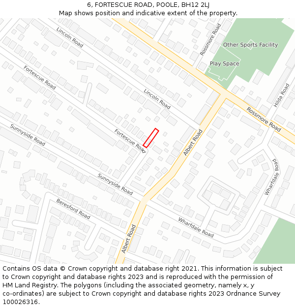 6, FORTESCUE ROAD, POOLE, BH12 2LJ: Location map and indicative extent of plot