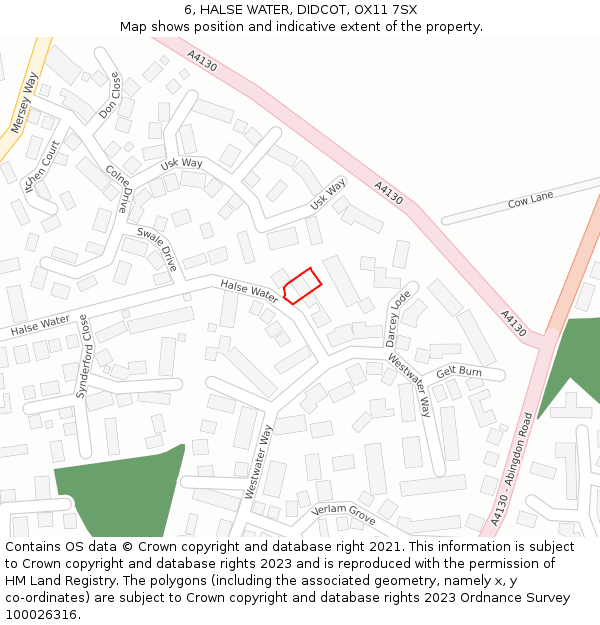 6, HALSE WATER, DIDCOT, OX11 7SX: Location map and indicative extent of plot