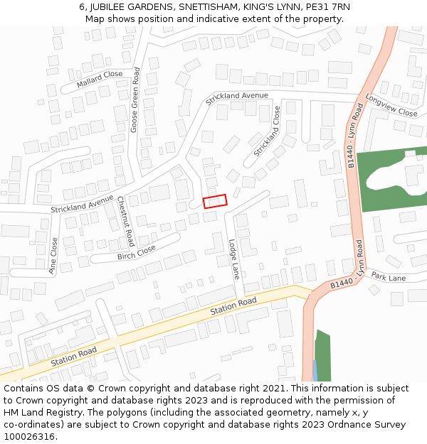 6, JUBILEE GARDENS, SNETTISHAM, KING'S LYNN, PE31 7RN: Location map and indicative extent of plot