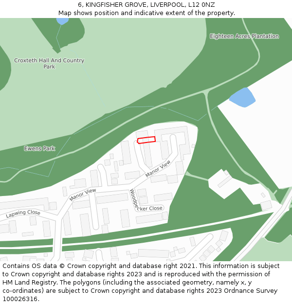 6, KINGFISHER GROVE, LIVERPOOL, L12 0NZ: Location map and indicative extent of plot