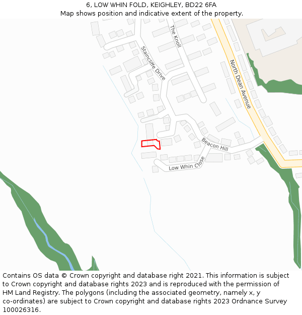6, LOW WHIN FOLD, KEIGHLEY, BD22 6FA: Location map and indicative extent of plot