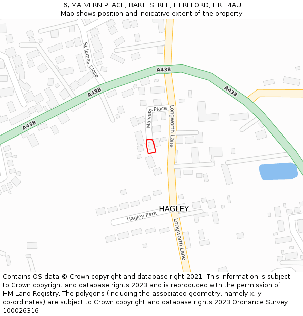 6, MALVERN PLACE, BARTESTREE, HEREFORD, HR1 4AU: Location map and indicative extent of plot