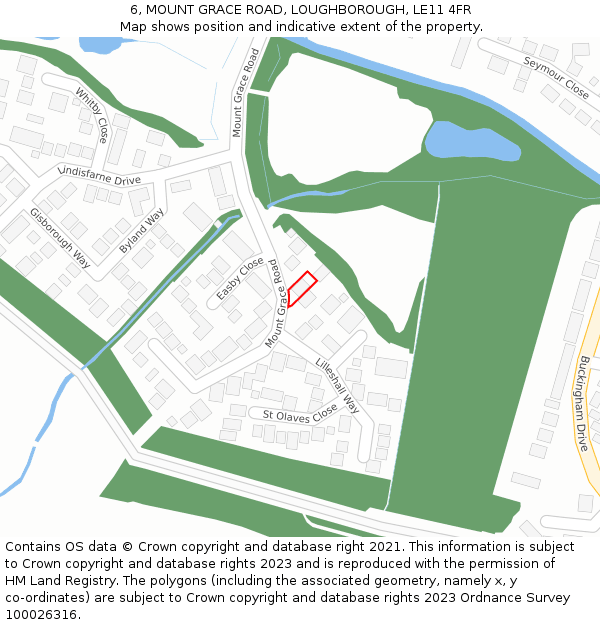 6, MOUNT GRACE ROAD, LOUGHBOROUGH, LE11 4FR: Location map and indicative extent of plot