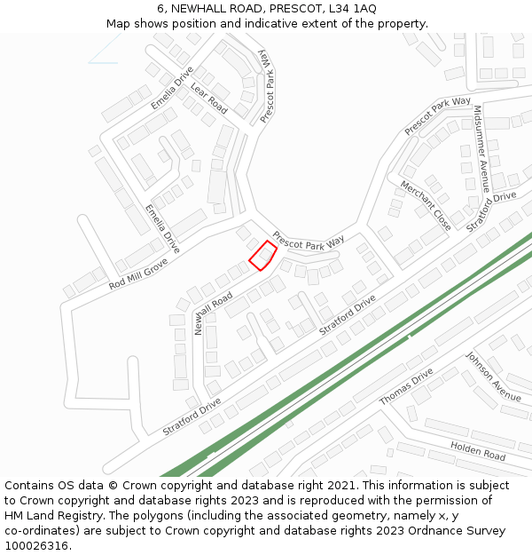 6, NEWHALL ROAD, PRESCOT, L34 1AQ: Location map and indicative extent of plot