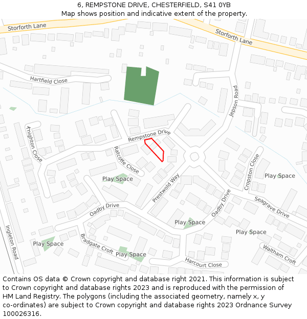 6, REMPSTONE DRIVE, CHESTERFIELD, S41 0YB: Location map and indicative extent of plot