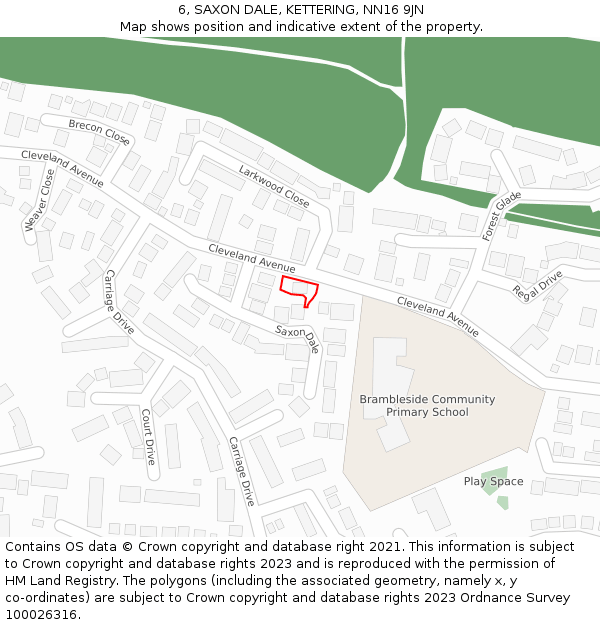 6, SAXON DALE, KETTERING, NN16 9JN: Location map and indicative extent of plot