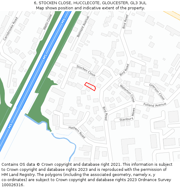 6, STOCKEN CLOSE, HUCCLECOTE, GLOUCESTER, GL3 3UL: Location map and indicative extent of plot