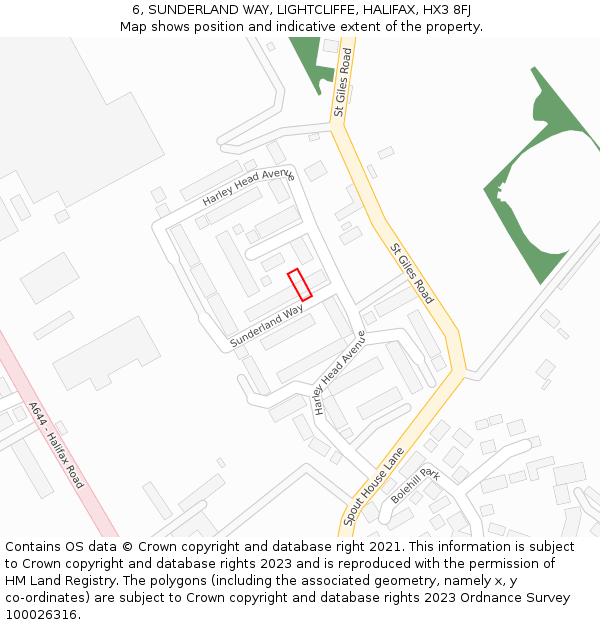 6, SUNDERLAND WAY, LIGHTCLIFFE, HALIFAX, HX3 8FJ: Location map and indicative extent of plot